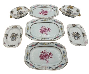 Set of Seven Chinese Export Armorial Porcelain Pieces