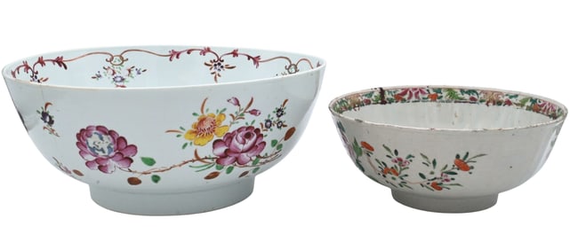 Two Pink Peonie Decorated Bowls