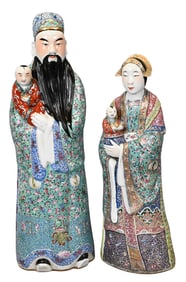 Two Chinese Famille Rose Porcelain Immortals Figures