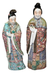 Two Chinese Famille Rose Porcelain Immortals Figures
