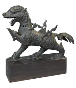 Chinese Bronze Guardian Dragon Figure