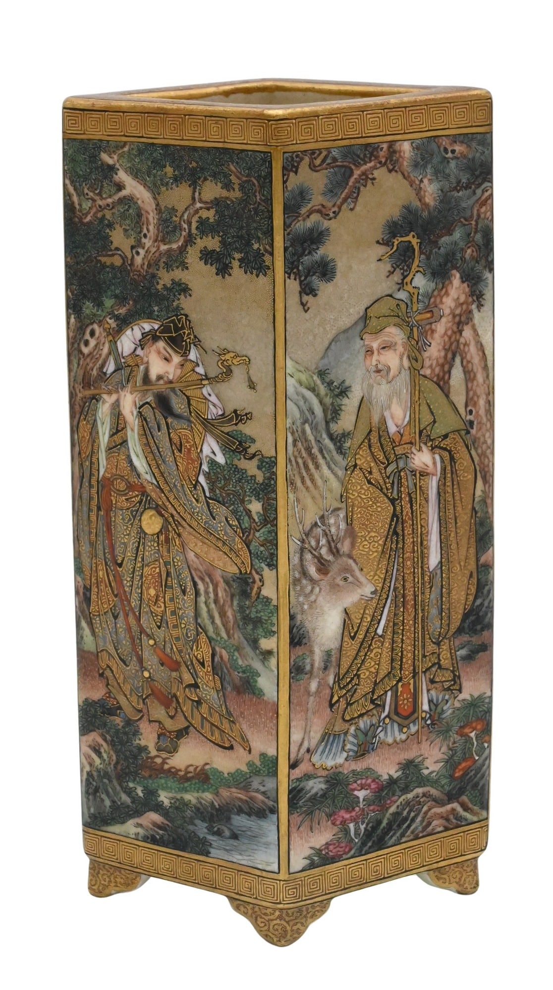 Japanese Satsuma Four-Sided Vase (1 of 4)