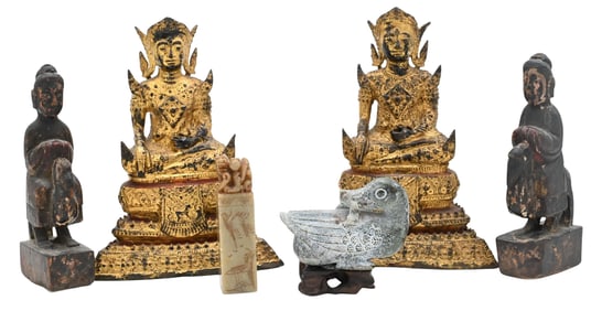 Group of East Asian Figures and Carvings
