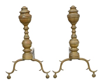 Pair of American Federal Brass Andirons