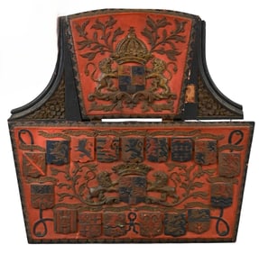 Large Carved and Polychrome Heraldic Shield of the Low Countries