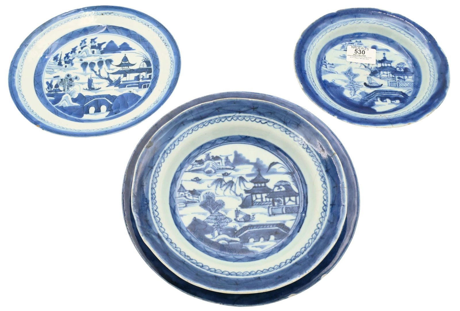 42 Piece Group of Chinese Export Canton Blue and White Porcelain (1 of 6)