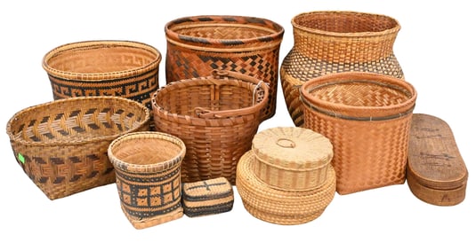 Eleven Woven Baskets / Boxes