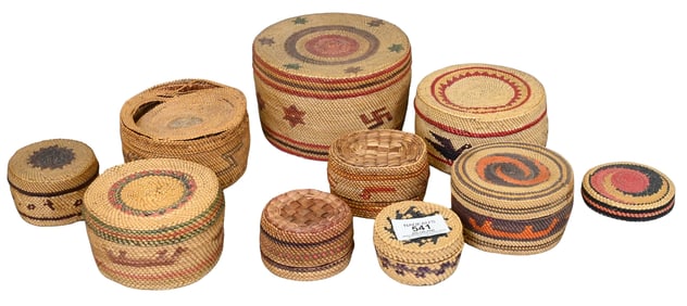 Ten Native American Woven Boxes