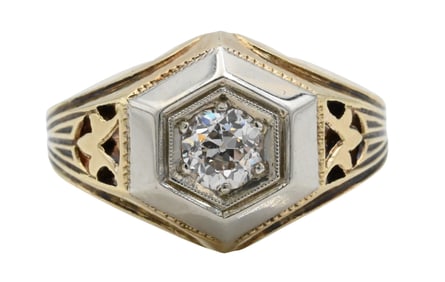 14K Yellow Gold Gentleman's Diamond Ring