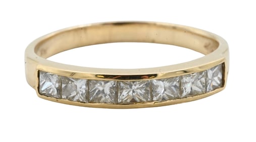 14K Yellow Gold Ring Set with Square Channel Set Diamonds