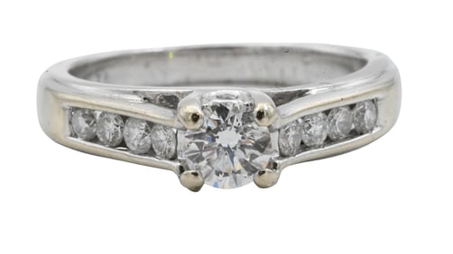 14K White Gold and Diamond Engagement Ring