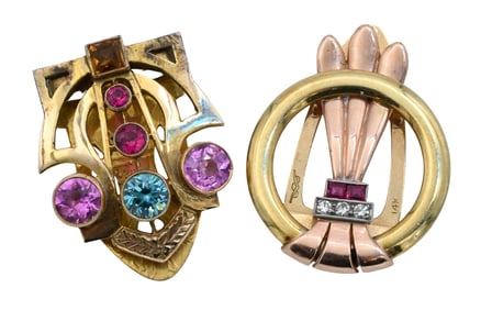 Two 14K Yellow Gold Press Clips