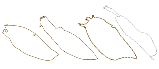 Four 14K Gold Necklaces