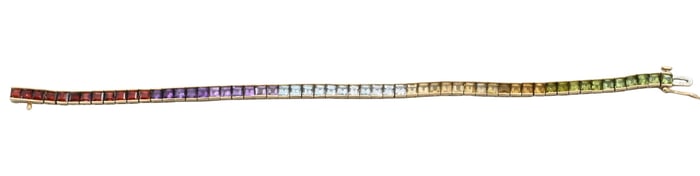 14K Yellow Gold Multi-Colored Stone Tennis Bracelet
