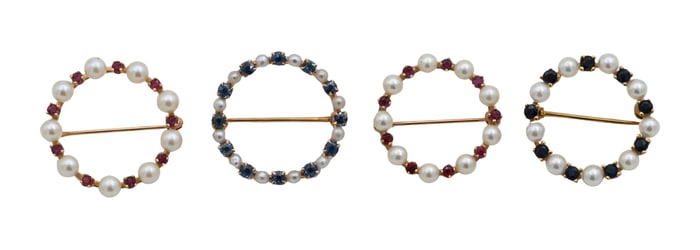 Four 14K Yellow Gold Circle Brooches