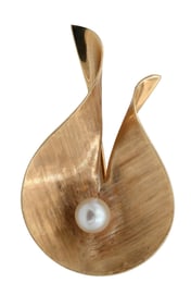 14k Yellow Gold and Pearl Brooch/Pin