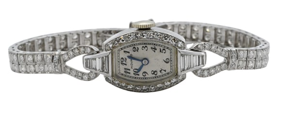 Movado Platinum and Diamond Ladies Cocktail Watch