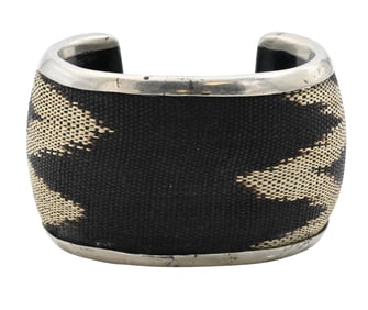 Tory Burch Enamel and Fabric Cuff Bracelet