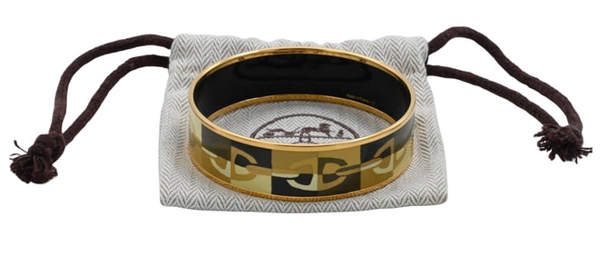 Hermès Wide Printed Enamel Bangle Bracelet