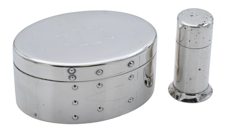 Two Piece Tiffany & Co. Sterling Silver Shaker-Form Box and Lipstick Case