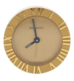 Tiffany & Co. Gilt Metal Desk Clock