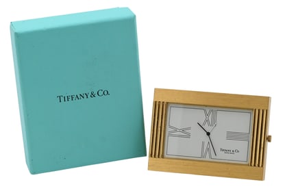 Tiffany & Co. Gilt Metal Desk Clock