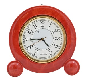 Verdura Orange Enamel and Brass Desk Clock