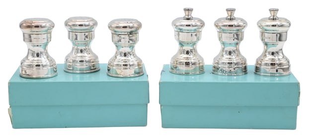 Three Pairs Tiffany & Co. Sterling Silver Salt and Pepper Shakers