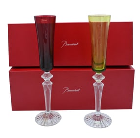 Pair of Mathias for Baccarat Crystal Champagne Flutes