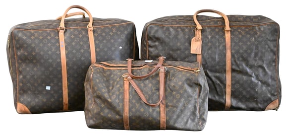 Three Louis Vuitton Monogram Canvas Soft-Sided Travel Bags
