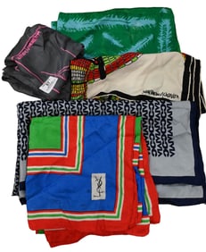 Group of Five Designer Silk Scarves