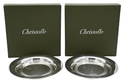 Pair of Christofle Silver Plate Wine Coasters