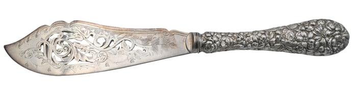 Large Steiff & Company repoussé Sterling Silver Fish Knife