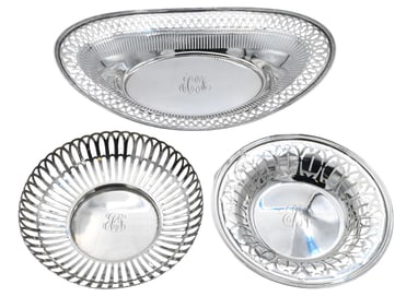 Set of Three Sterling Silver Reticulated Bowls