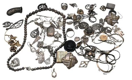 Tray Lot of Silver Jewelry