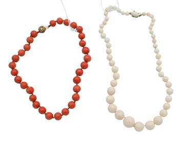 Two Coral Bead Necklaces