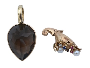 Two 14K Yellow Gold Pendants