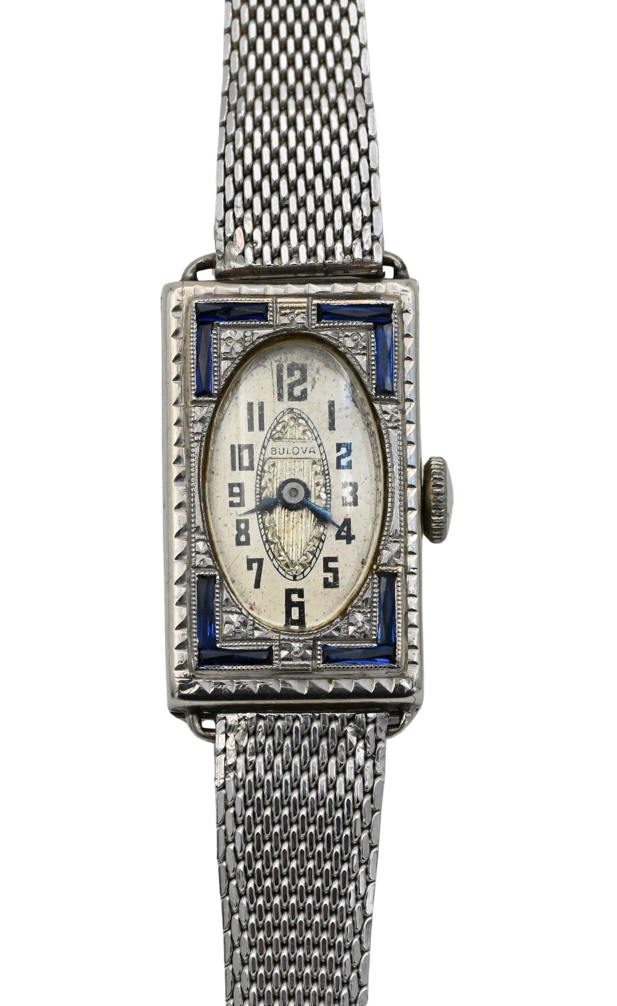 Bulova 14K White Gold Art Deco Sapphire Ladies Watch (1 of 5)