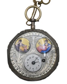 Swiss Silver Pair Case Verge Fusee Pocket Watch