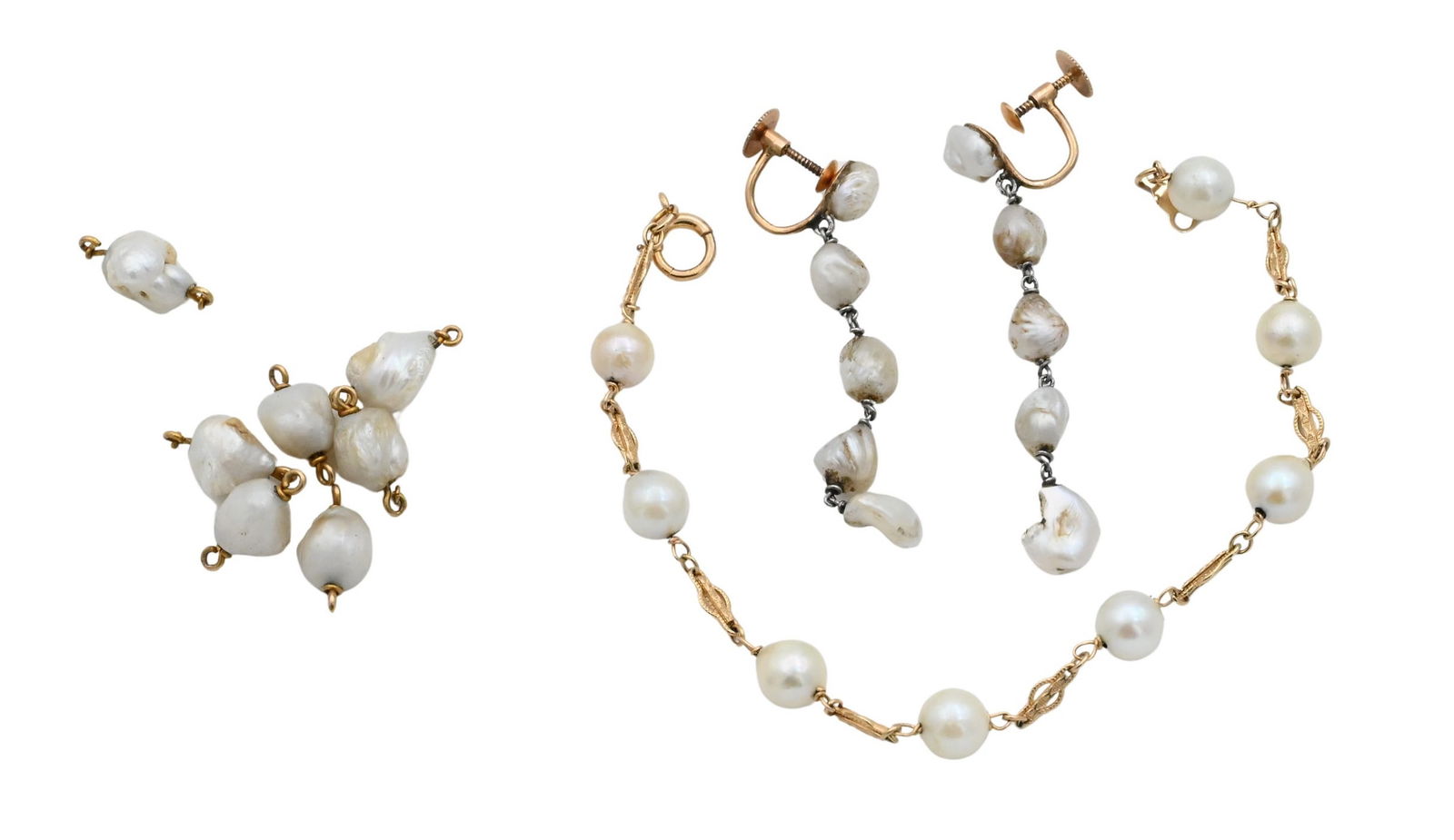 14K Yellow Gold Pearl and Earrings Group (1 of 4)