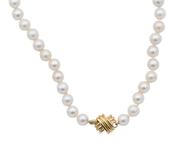 Tiffany & Co. Cultured Pearl Necklace with 18K Gold Clasp