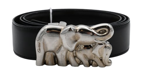 Cartier Silver-Plated Elephant Buckle Belt
