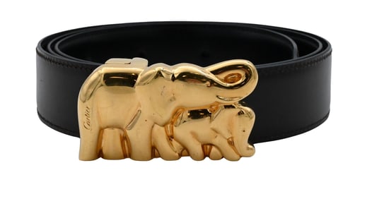 Cartier Gold-Plated Elephant Buckle Belt