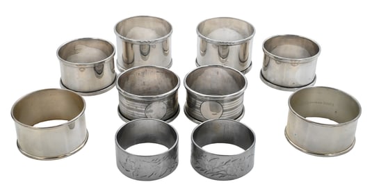 Group of Eight Sterling Silver Napkin Rings