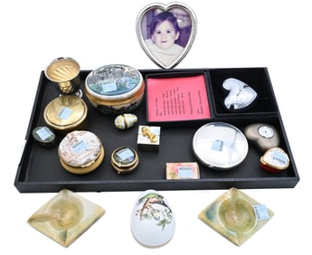 Collection of Mostly Enamel and Pewter Trinket Boxes