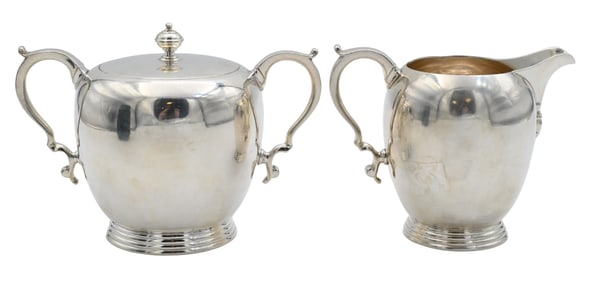 American Sterling Silver Creamer and Covered Sugar