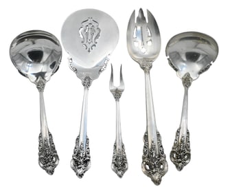 Five Piece Lot of Wallace Grand Baroque Flatware