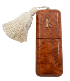Burlwood Cigar Case with Monogram and Tassel