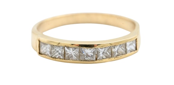 14K Yellow Gold and Diamond Half Eternity Ring