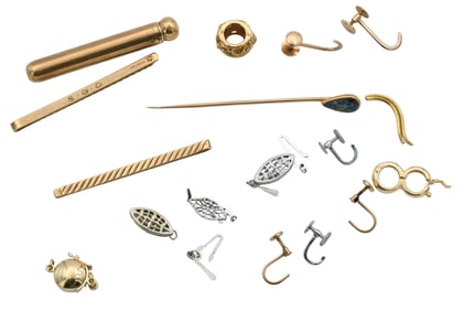 Assortment of 14K Yellow Gold, White Gold, and Gilt-metal Pieces